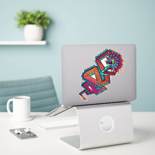 ヘビカラフル類 シール (デスク上のノートパソコン)