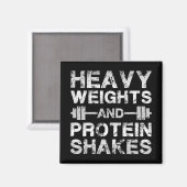 ヘビーウェイトとプロテインシェイク – ジムトレーニング マグネット (正面/裏面)