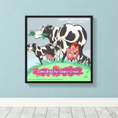 ヘビークリームプリント用に飼育されたおもしろい牛 キャンバスプリント (インサイチュ (ウッドフロア))