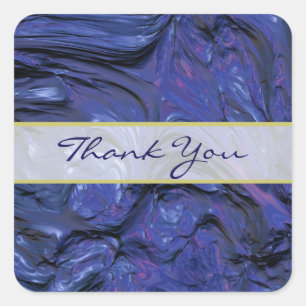 ヘビーテクスチャパープルブルー絵を描サンキュー スクエアシール