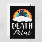 ヘビーデスおもしろいメタル猫レインボーロックミュージック ポストカード (正面/裏面)