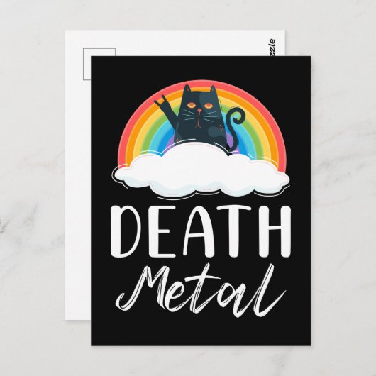 ヘビーデスおもしろいメタル猫レインボーロックミュージック ポストカード (正面/裏面)