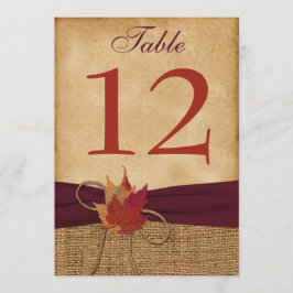 ヘビーデューティー フェイク バーリアップ テーブル ナンバー カード - ワイン 招待状