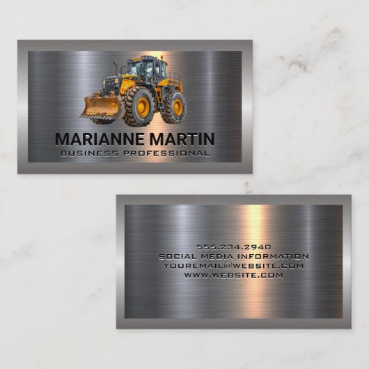 ヘビーデューティ建築車 | メタリック 名刺 (正面/裏面)