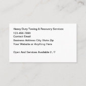 ヘビーデューティ牽引および回復の名刺 名刺 (裏面)