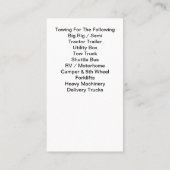 ヘビーデューティ牽引トラック運搬の名刺 名刺 (裏面)