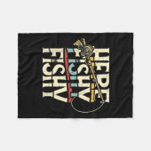 ヘビーフィッおもしろいク魚釣り フリースブランケット (正面(横))