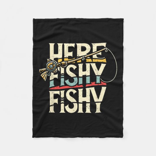 ヘビーフィッおもしろいク魚釣り フリースブランケット (正面)