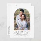 ヘビーホワイト |アシンプルモダンルチ写真の日付を保存 案内ポストカード (正面/裏面)