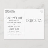 ヘビーホワイト |アシンプルモダンルチ写真の日付を保存 案内ポストカード (裏面)