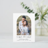 ヘビーホワイト |アシンプルモダンルチ写真の日付を保存 案内ポストカード (スタンド正面)