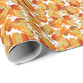 ヘビーホワイト | モダンフェイクグリッター紅葉 ラッピングペーパー (ロールコーナー)