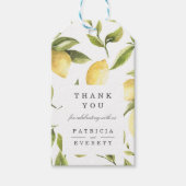 ヘビーホワイト |レモンと葉グリーン結婚の感謝していあなた ギフトタグ (正面)