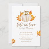 ヘビーホワイト |愛モダンの赤ちゃんシャワーのパプムキン秋 招待状 (正面)