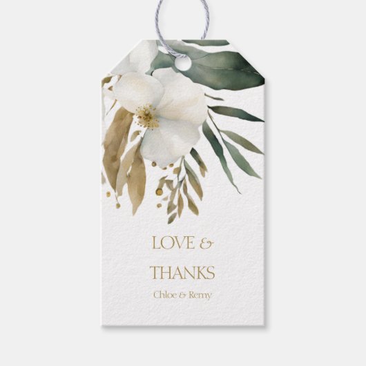 ヘビーホワイト |水彩フローラありがとうござ結婚う ギフトタグ (正面)