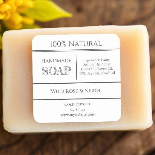 ヘビーホワイト |石けん原料製品ラベル スクエアシール