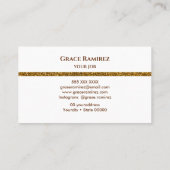 ヘビーホワイト | 金ゴールドフェイクグリッターマーブルアゲートモノグラムB 名刺 (裏面)