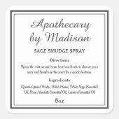 ヘビーホワイト | Sage Smudgeスプレーボトルラベル スクエアシール (正面)