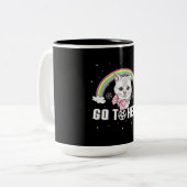 ヘビーメタルのメタルヘッド猫が地獄へ ツートーンマグカップ (正面左)