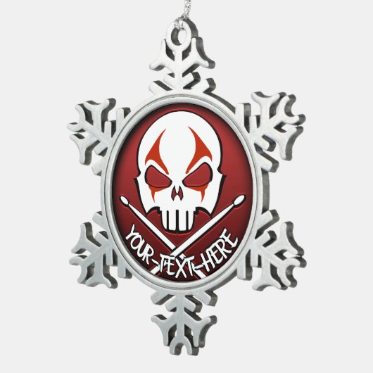 ヘビーメタルオーナメントロック&ドラ転がマーカスタム スノーフレークピューターオーナメント (右)