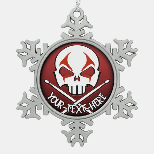 ヘビーメタルオーナメントロック&ドラ転がマーカスタム スノーフレークピューターオーナメント (正面)