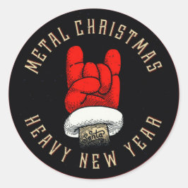 ヘビーメタルクリスマスクラシッククリスマスラウンドステッカー ラウンドシール