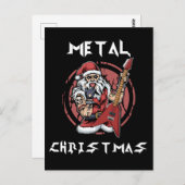ヘビーメタルクリスマスサンタロックホルンメタルヘッド ポストカード (正面/裏面)