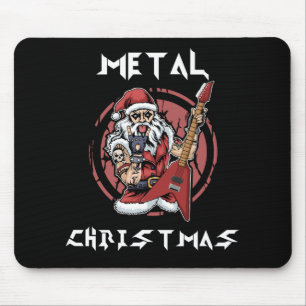 ヘビーメタルクリスマスサンタロックホーンメタルヘッド マウスパッド