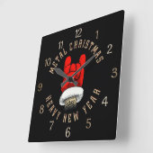 ヘビーメタルクリスマス スクエア壁時計 (傾斜)