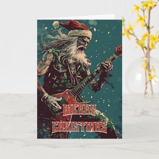 ヘビーメタルサンタ カード (黄色い花)