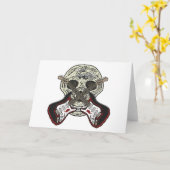 ヘビーメタルスカルギター カード (黄色い花)