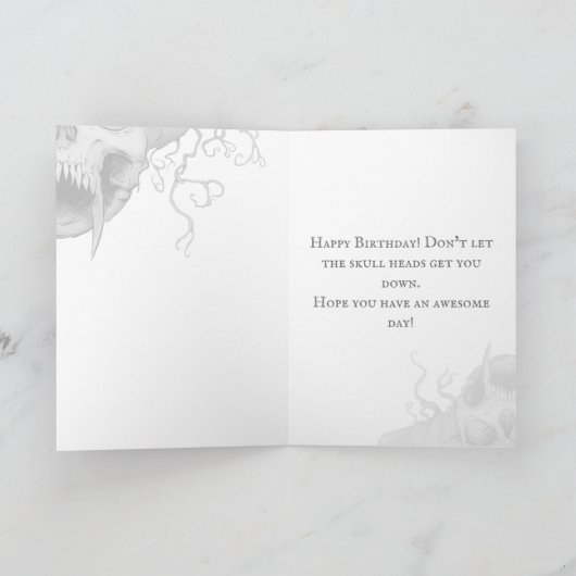 ヘビーメタルデススカル墓地フォールディング誕生日 カード (内部)