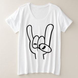 ヘビーメタルデビルホルンブラックライン プラスサイズTシャツ