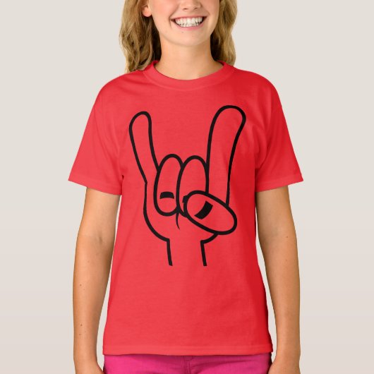 ヘビーメタルデビルホルンブラックライン Tシャツ (正面)