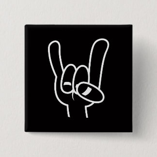 ヘビーメタルデビルホルンホワイトライン 缶バッジ