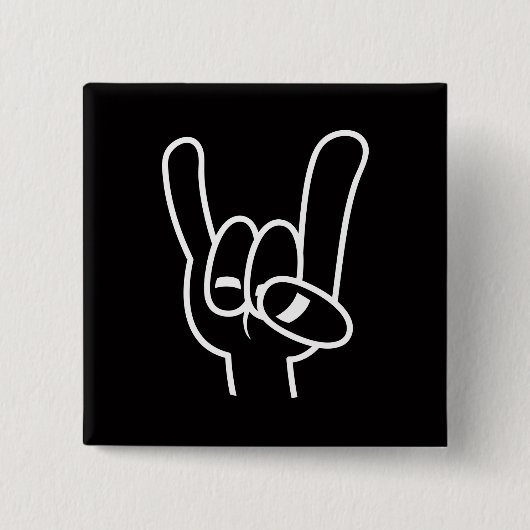 ヘビーメタルデビルホルンホワイトライン 缶バッジ (正面)