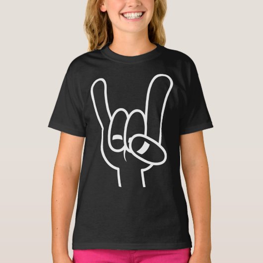 ヘビーメタルデビルホルンホワイトライン Tシャツ (正面)