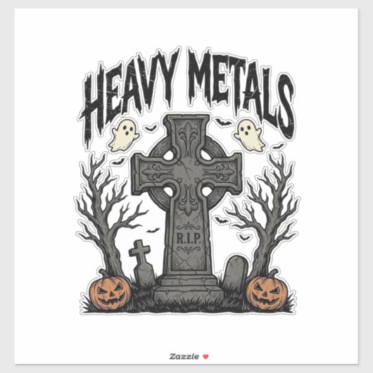 ヘビーメタルハロウィン墓場ベクターデザイン_1 シール (シート)