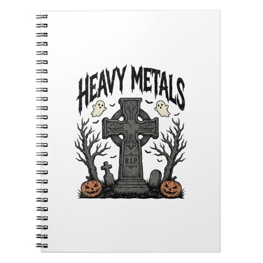 ヘビーメタルハロウィン墓場ベクターデザイン_1 ノートブック (正面)