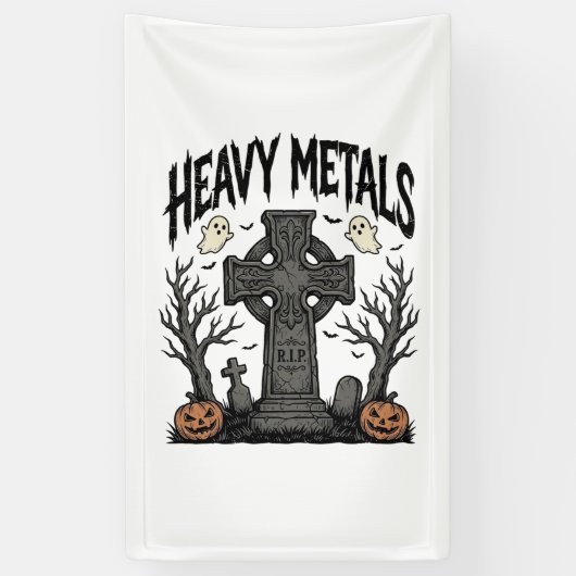 ヘビーメタルハロウィン墓場ベクターデザイン_1 横断幕 (縦)