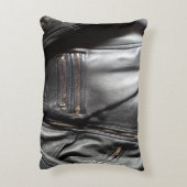 ヘビーメタルフェイクレザーブラックバイクもしくは自転車に乗る人ジャケット写真 アクセントクッション (裏面(縦))