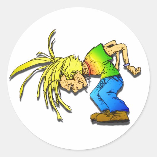 ヘビーメタルモッシュピットヘッドバンガーパーティー動物 ラウンドシール (正面)