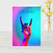 ヘビーメタル懸命ロックミュージックデビルホーンが良く得る カード (黄色い花)