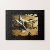 ヘビーメタル遊ギターのキャットロッカーギタリスト ジグソーパズル (横)