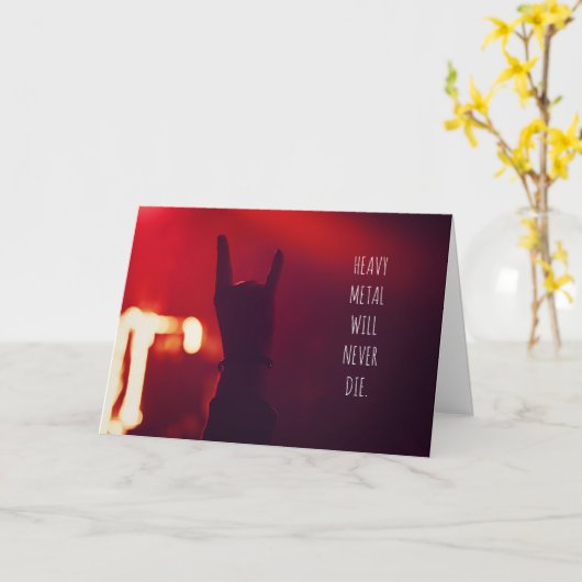 ヘビーメタル音楽は決して死ぬことはない誕生日カード カード (黄色い花)