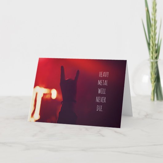 ヘビーメタル音楽は決して死ぬことはない誕生日カード カード (正面)