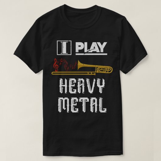 ヘビーメタル音楽トロンボーン Tシャツ (デザイン正面)
