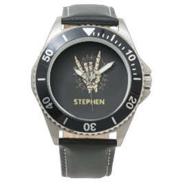 ヘビーメタル骨格の手，ロックとロールハロウィーン 腕時計