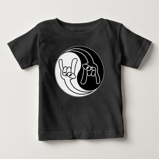 ヘビーメタル デビルホーンズ 陰陽 ベビーTシャツ (正面)
