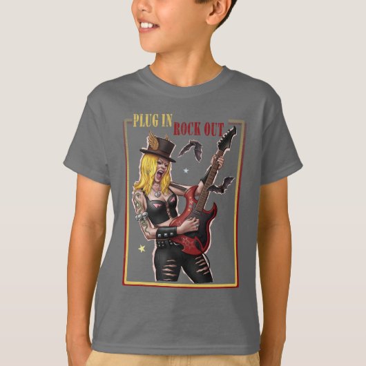 ヘビーメタル – プラグイン。ロックオン。 Tシャツ (正面)
